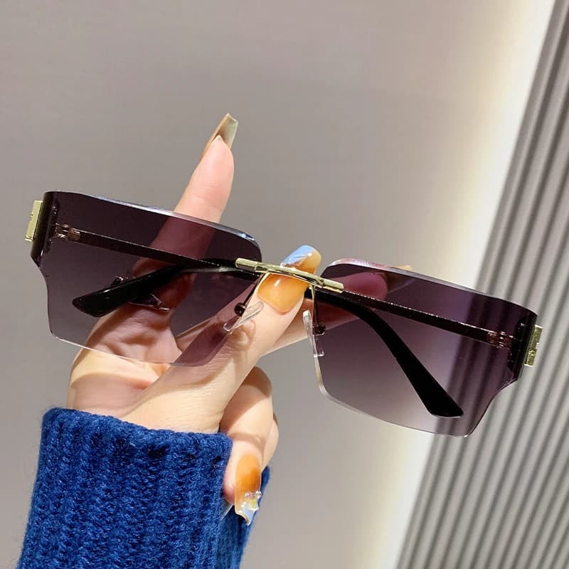 New Style Irregular Frame Non-branded Cut-edge Metal Frame Sunglasses, Curved Spectacle Sunglasses, Round-shaped Sunglasses90323