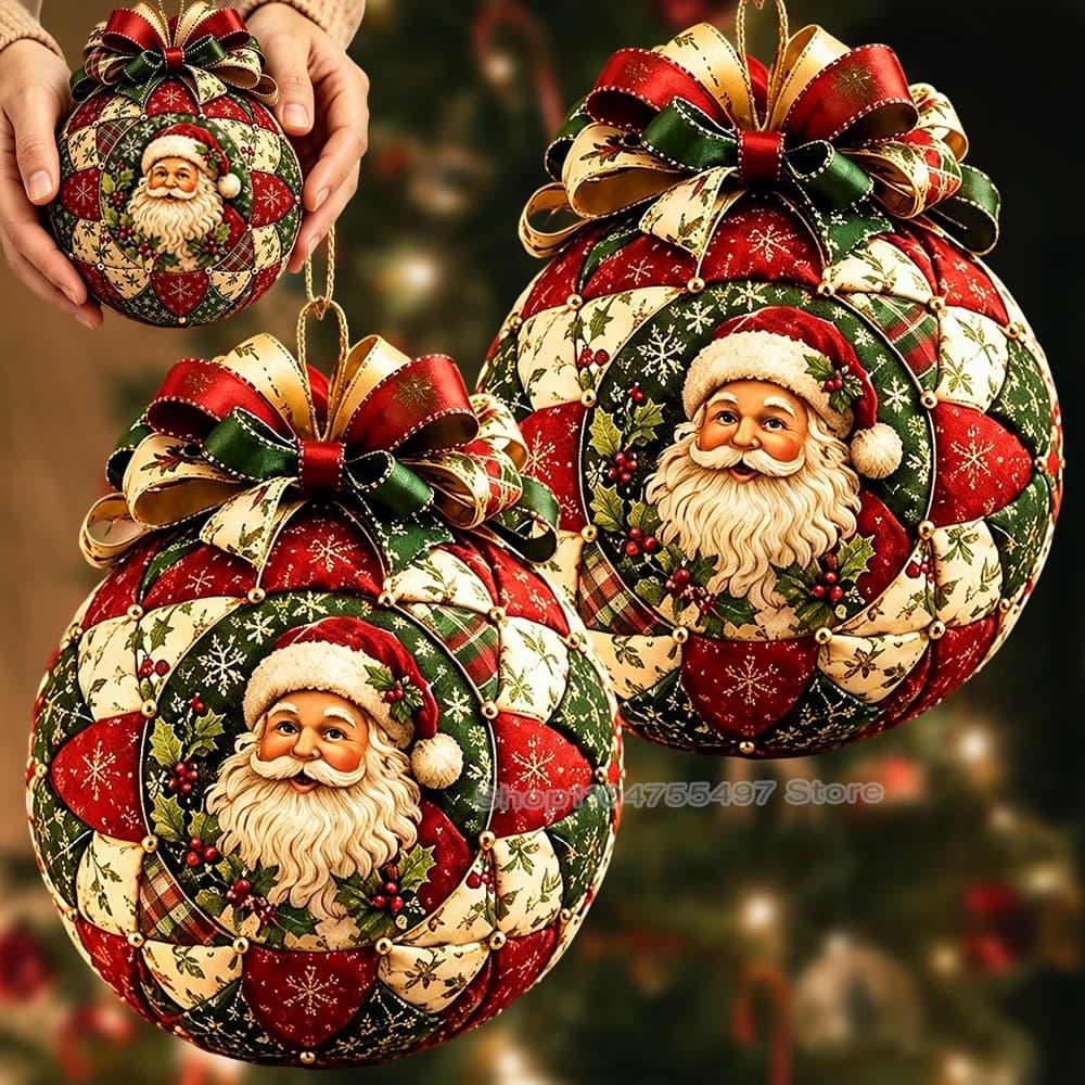 DIY Christmas Patchwork Ornament Decorative Ball Kit Xmas Santa Claus Handmake Sewing Craft Kits for Festival Party Decor Gifts