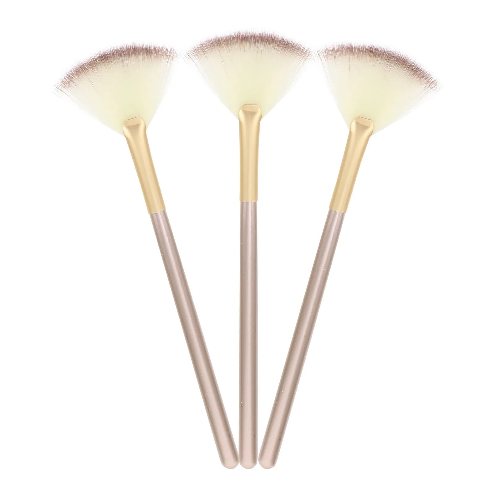 Set di 3 Pennelli per Trucco Viso con Setole Sintetiche Morbide, Strumenti per Contouring, Illuminante e Polvere, Kit per Makeup