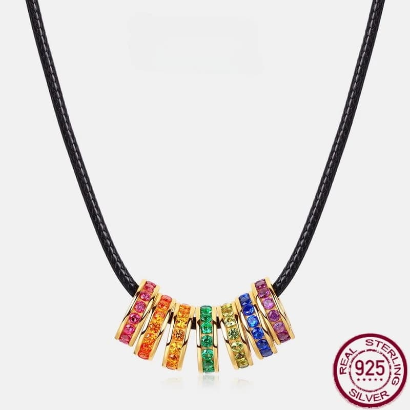Nuovo anello in argento puro S925 con zirconi colorati a ponte arcobaleno di lusso leggero con gioielli da sposa multicolori intarsiati in argento