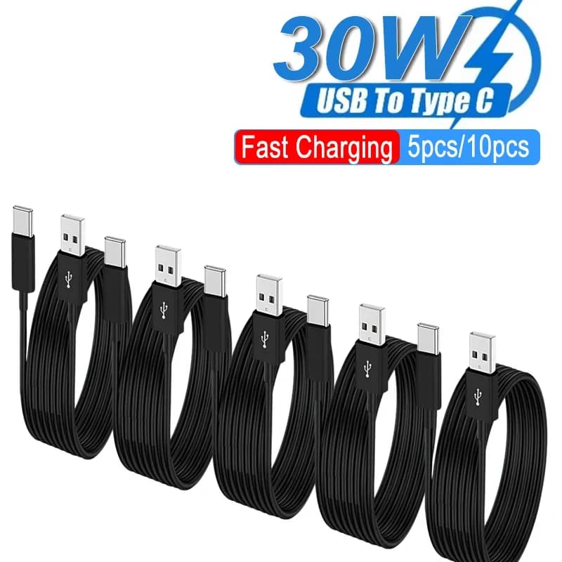 Cavo USB A a Tipo C da 30W, 5/10 pezzi, per ricarica rapida, compatibile con Huawei, Xiaomi, Samsung, accessori per caricabatterie rapido USB C.
