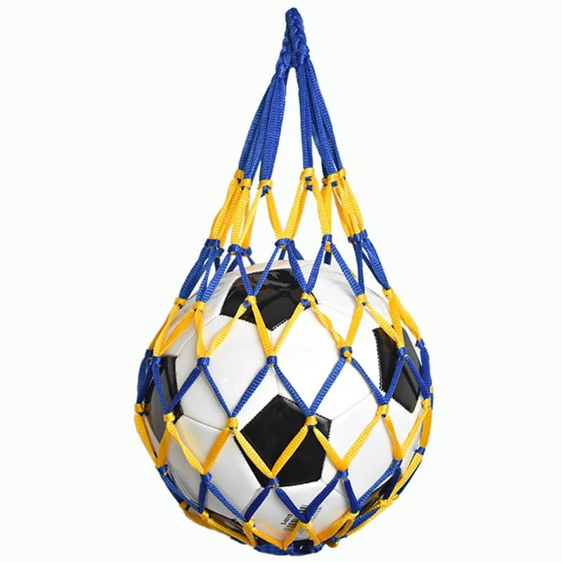 Borsa a rete per il trasporto di un pallone da calcio, porta pallone singolo, borsa a rete portatile per basket, calcio, pallavolo, elegante con doppio schema di colori
