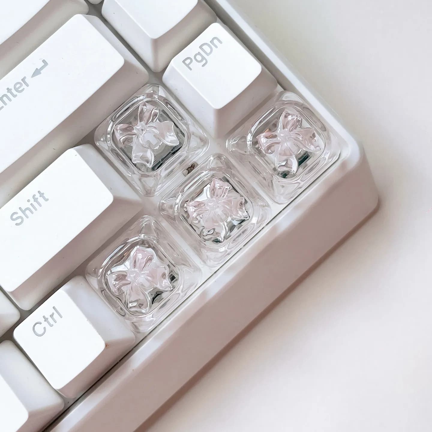 Keycap in Resina Trasparente a Tema Fiocco, Profilo MOA, Personalizzato, Originale, Fatto a Mano, Carino, per Accessori Tastiera Meccanica