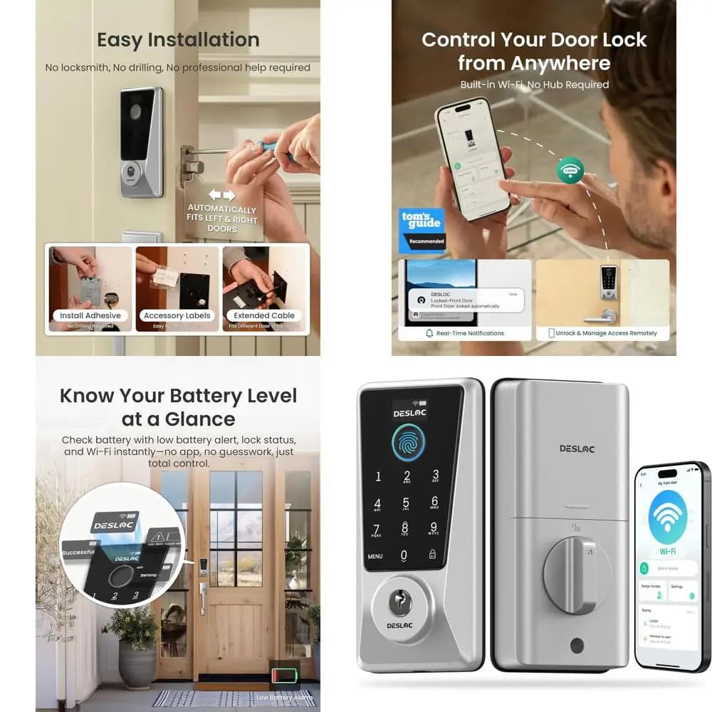 Serratura Intelligente con Accesso Remoto, Impronta Digitale, App e Controllo Vocale, Chiusura Automatica, Anti-Spionaggio, Facile Installazione per Casa e Ufficio