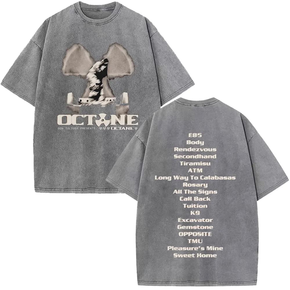 Rapper Don Toliver Octane Tour 2026 Vintage Washed Graphics T Shirts Men's Women Hip Hop Short-sleeved Cotton Loose T-shirts Top