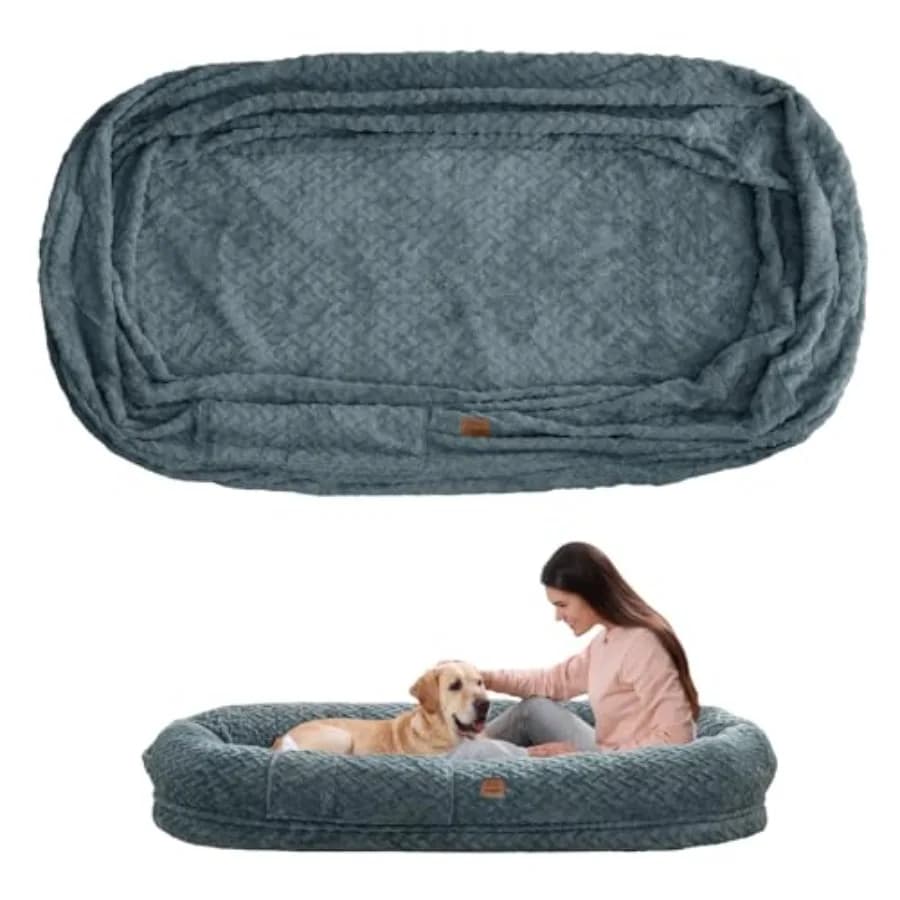 Human Dog Bed Cover - Luxury Faux Fur Giant Size Dog Bed Cover 72"x40"x10
