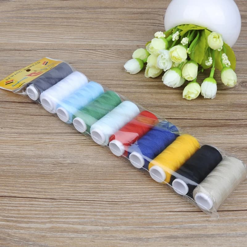Set di fili da cucito in poliestere da 10 pezzi/pacco, fili da cucito resistenti e durevoli per macchine manuali
