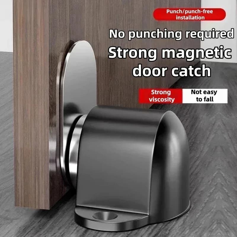 Invisible Magnetic Door Holder Stopper Safety Catch Stainless Steel Suction for Wall And Floor Mount - Bedroom Door Stop Supply