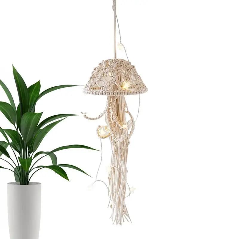Macrame Dream Catcher Jellyfish Bohemian Decor For Bedroom With Lights Dream Catcher Nursery Decor Dream Catchers Moon Room