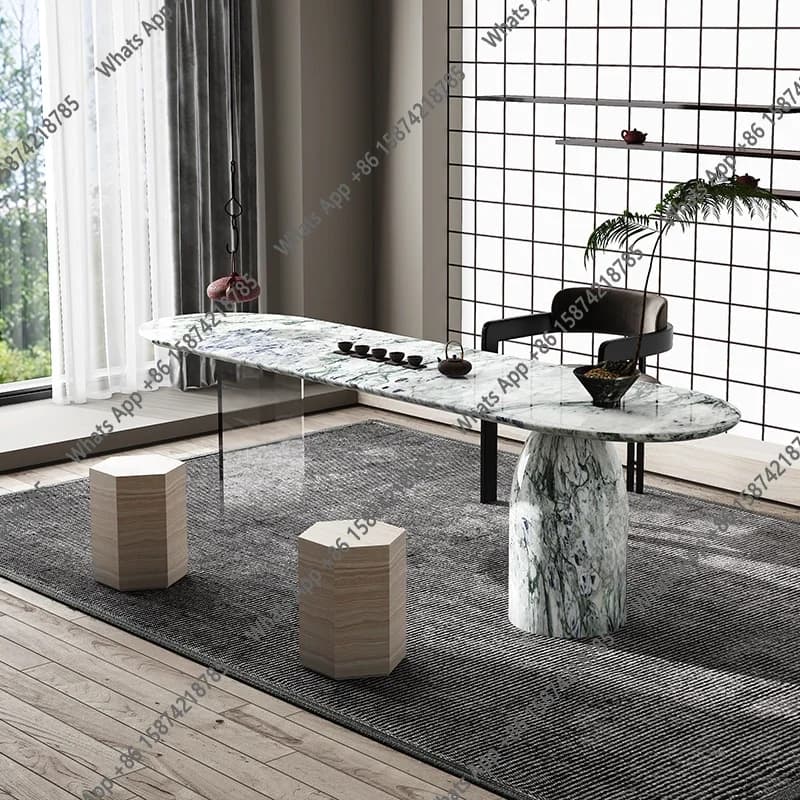 Set Tavolo X J "Crystal-Transparent" - Gambe in Marmo Italiano Espandibili, Personalizzabile per Piccole Cucine, Facile da Pulire