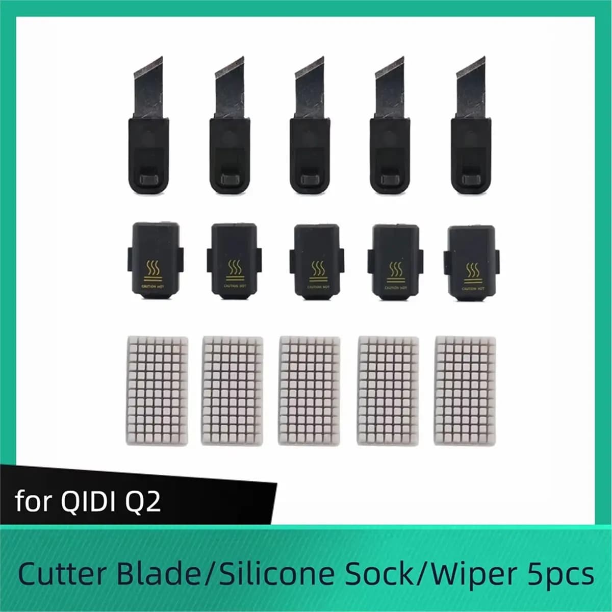 SWXF For QIDI Q2 Cutter Blade Hotend Silicone Sock N Silicone Wiper for QIDI Q2 Nozzle 3D Printer Accessories