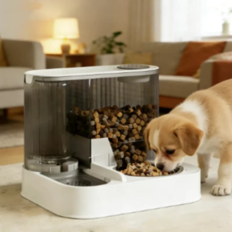 Two-in-One Automatic Pet Feeding Dish Integrated Plastic Cat Bowl Water Dispenser and Food/Water Bowl for Dogs and Cats