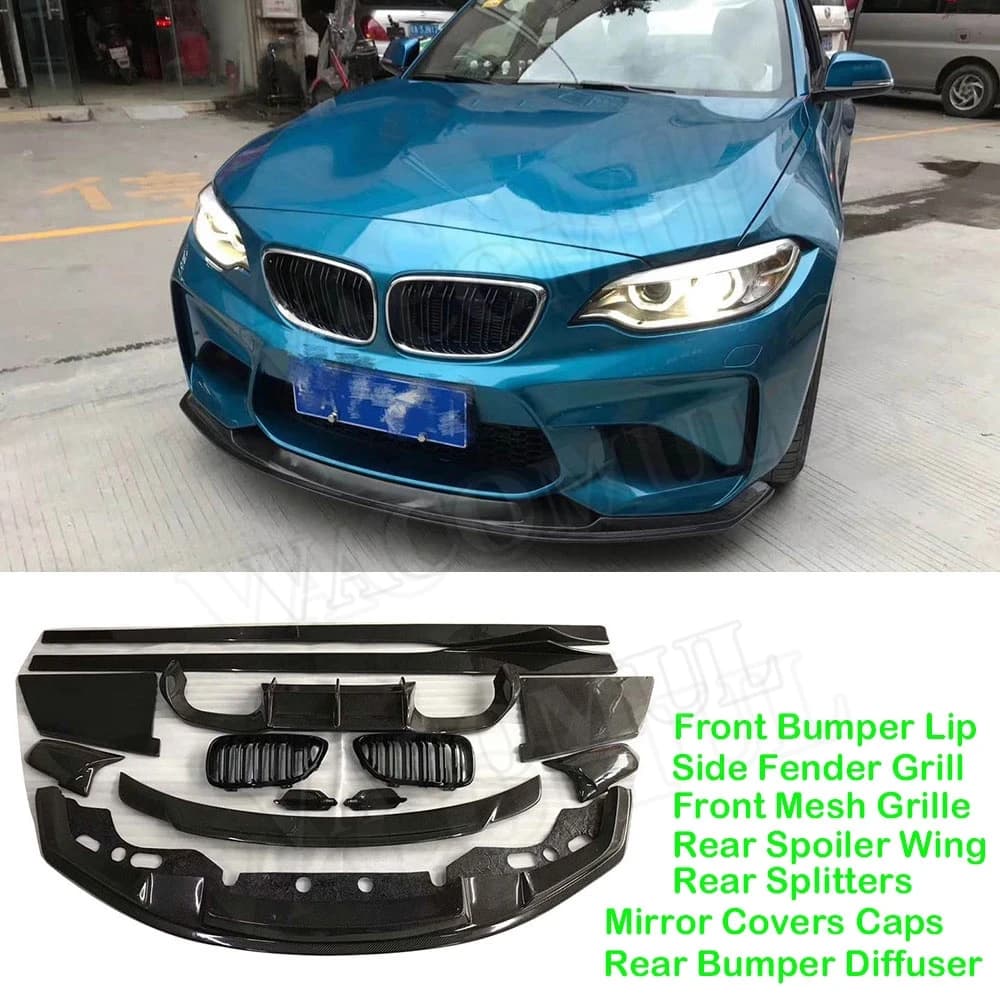 VACOMUL Carbon Fiber Front Lip Side Skirts Rear Diffuser Rear Spoiler Wing Bumper Grill Cover for BMW F87 M2 2015-2018 BodyKit