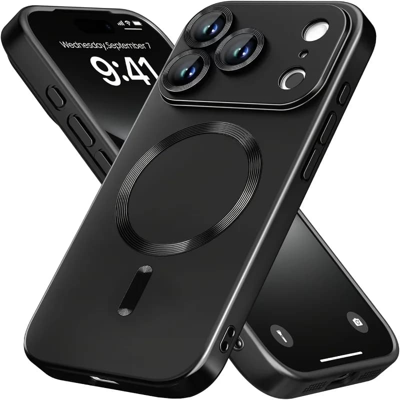Metallic Paint Magnetic Wireless Charging Soft TPU Case for IPhone 17 Air 15 14 Plus 13 12 11 Pro Max 16e Lens Protection Cover