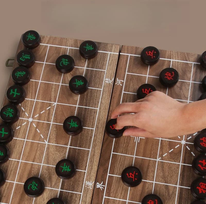 Chinese Chess Board Set Wood Carved Birch Chess, Chess for Training