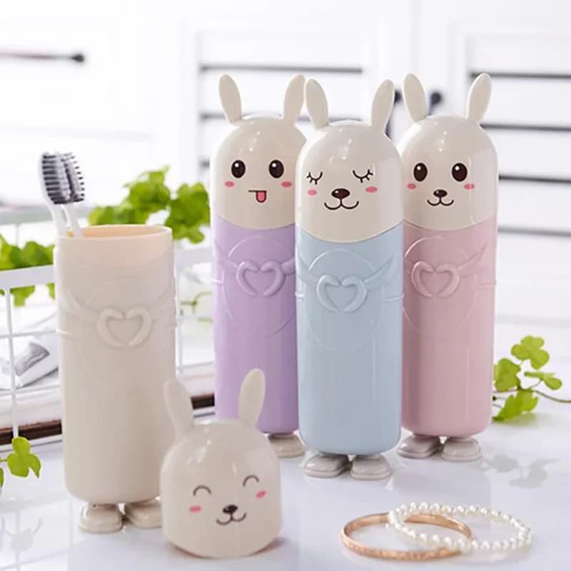 Simpatico portaspazzolino da viaggio in cartone animato per bambini, portaspazzolino portatile e portaspazzolino da viaggio con custodia