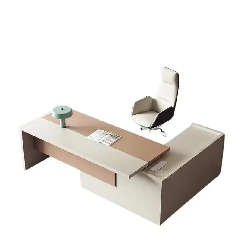 Organizzatore da scrivania a forma di L per ufficio da gioco Studio Scrivanie per computer bianche Reception ad angolo Escritorio Oficina Mobili per ufficio