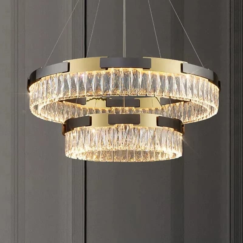 Lampadario LED moderno per soggiorno, lussuoso arredamento moderno per la casa, lampadario a cristallo, lampadario LED ad anello di lusso per soggiorno