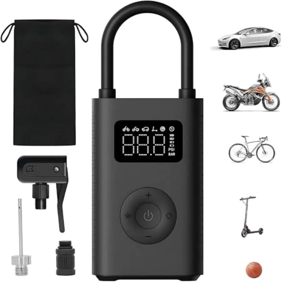 Compressore d'Aria Elettrico Portatile 150 PSI, Gonfiatore per Pneumatici di Auto, Scooter, Bici e Palloni - Senza Fili con Display Digitale della Pressione