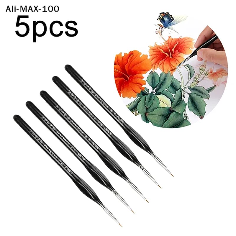 【MA3】5Pcs 00000 Fine Tip Paint Brush Set For Acrylic Models Mini Miniature Detail Nylon Hair Thin Extra Fine Paintbrushes