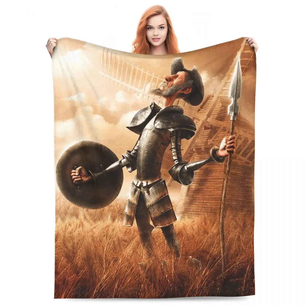 Don Quixote Blankets Fleece Sofa Throw Blanket Multi-function Throw Blankets for Couch Bedding Outdoor Throws Bedspread Quilt