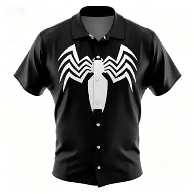 Camicia da Uomo con Bottoni, Top Casual a Maniche Corte con Stampa a Motivi Bianco e Nero