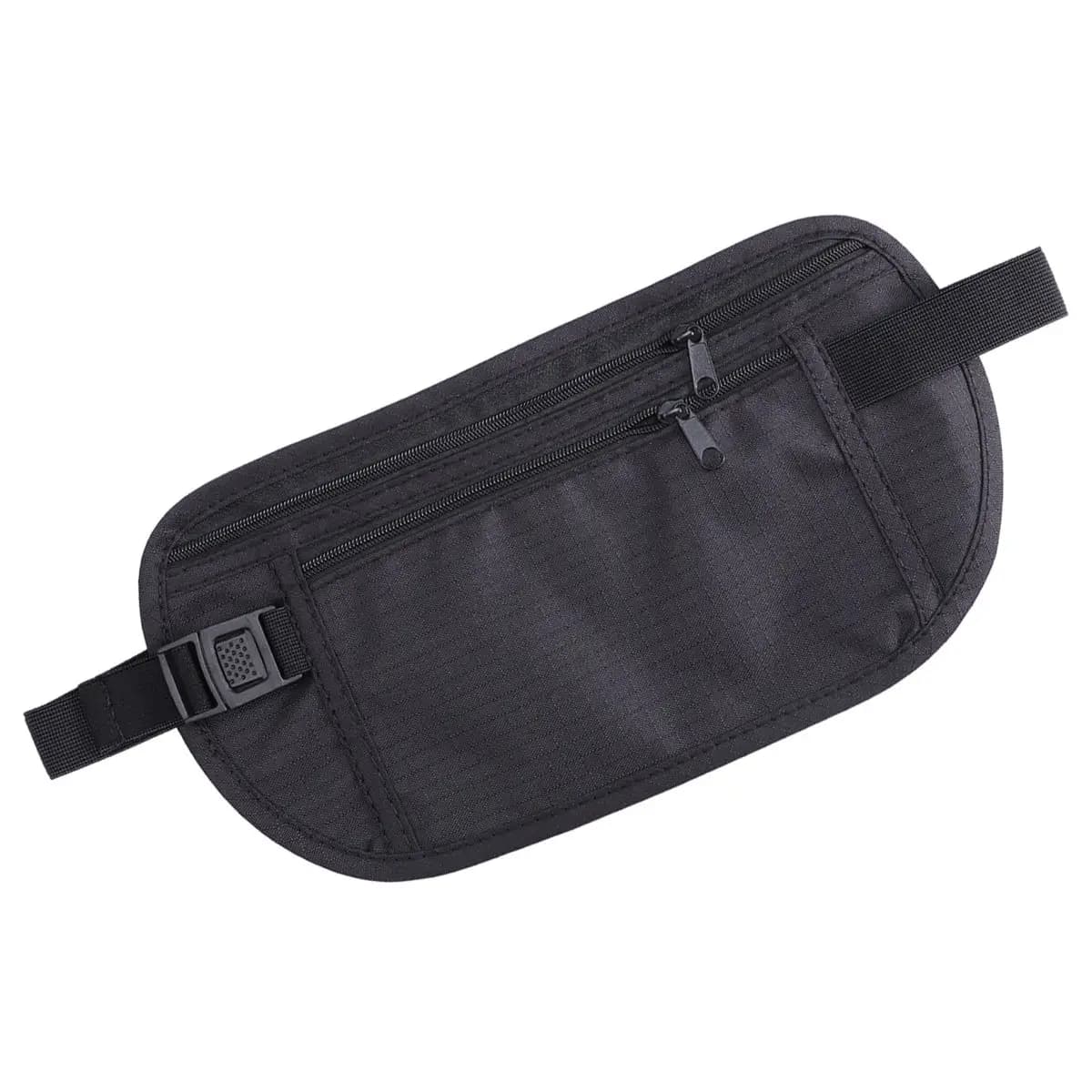 Money Belt Waist Wallet Ultra Slim Adjustable Travel Pouch Running Belt Cell Phone Pocket Holder for Outdoor Running Gym Black