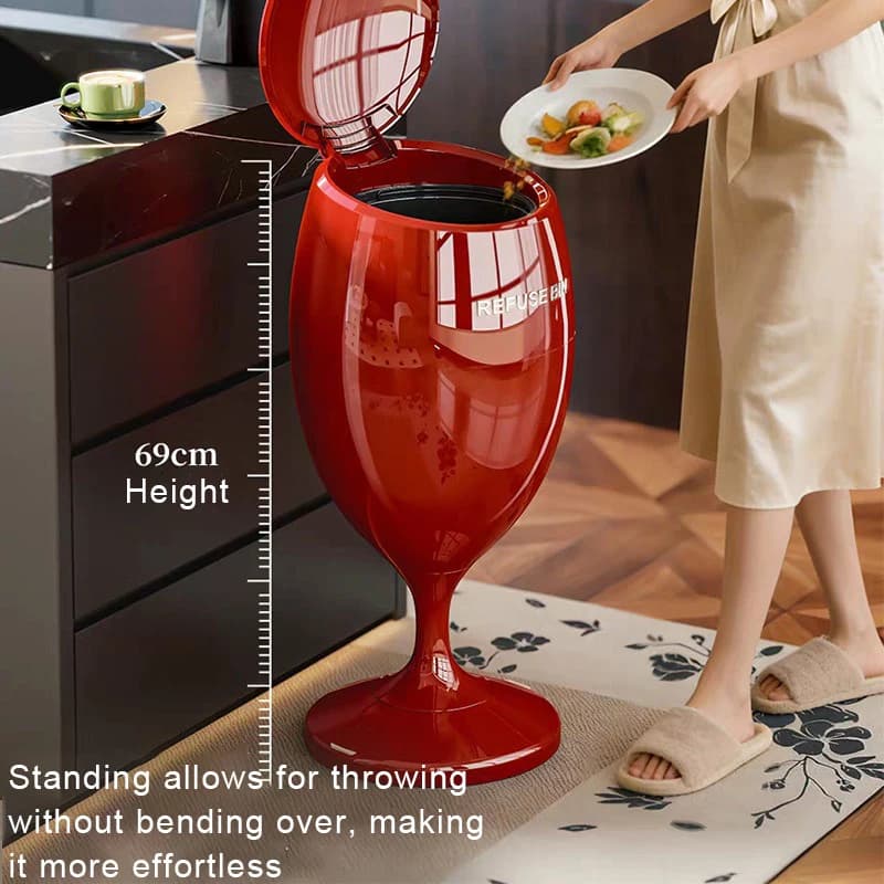 Garbage Bin for Home Use Living Room Kitchen, Large Size Luxury Trash Can with Wheels Flip Cover, Home Decor Waste Paper Basket