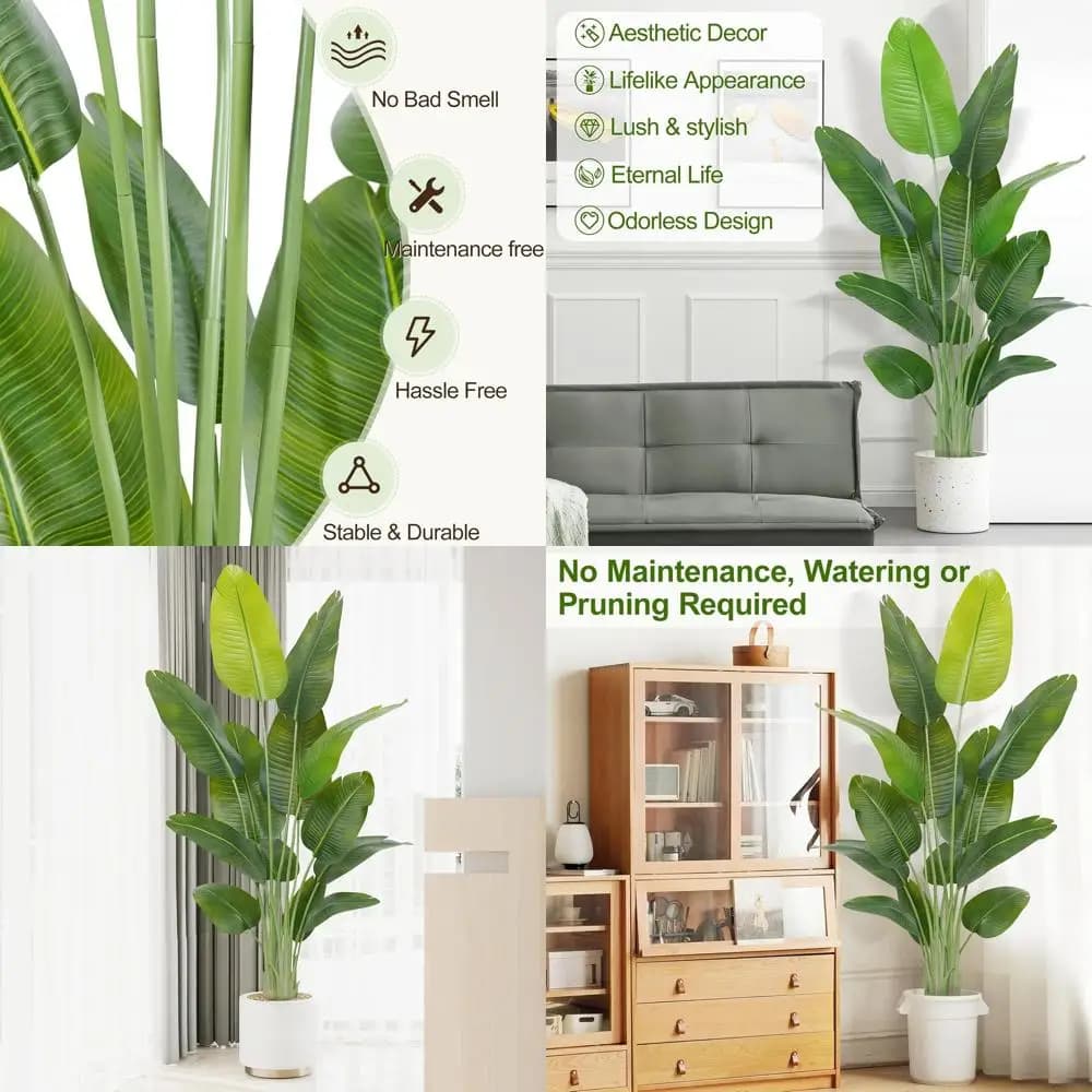 6 foot paradise bird artificial tree with 13 logs - Realistic silk plant for home decor, office and bedroom
