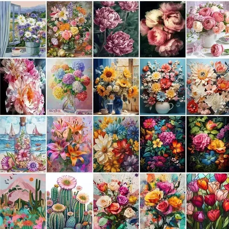 1pc frameless Paint By Numbers For Adults Flowers DIY HandPainted Oil Painting Landscape Picture Home Wall Decor Gift