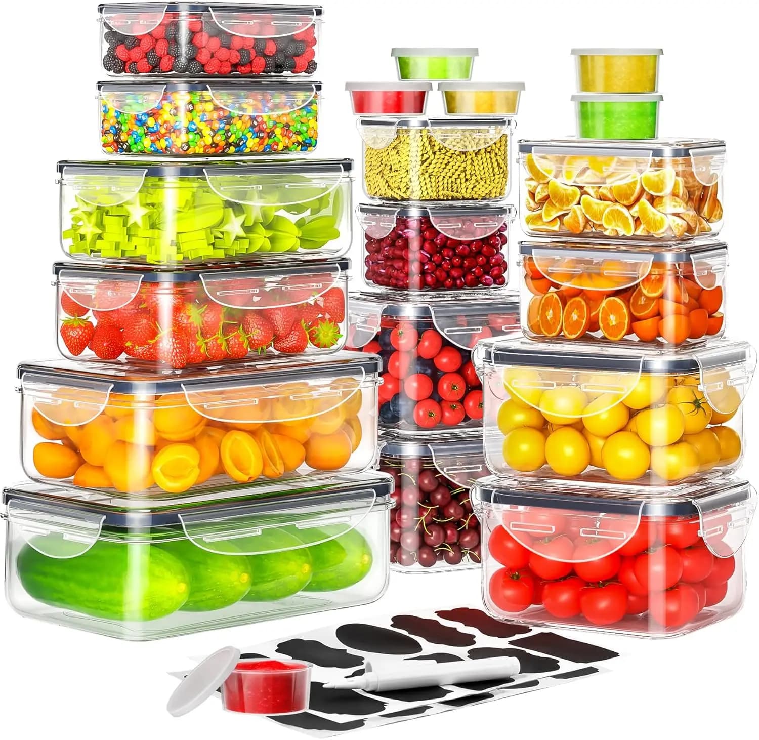 Contenitori per Alimenti con Coperchi Ermetici (20 Contenitori e 20 Coperchi), Contenitori in Plastica per Preparazione Pasti