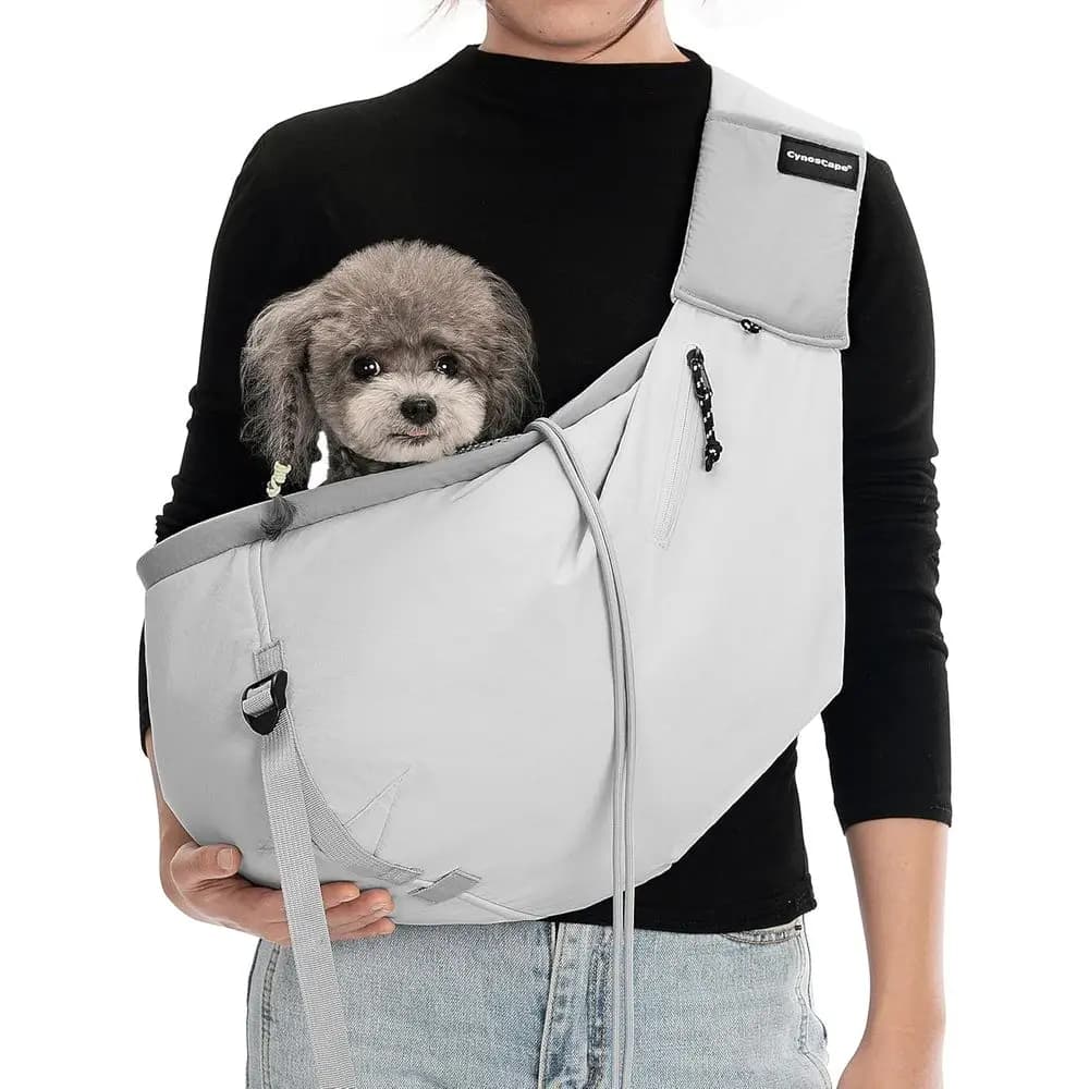 Trasportino a tracolla leggero in tessuto per cani e gatti con tasche, clip per imbracatura di sicurezza, approvato per il trasporto aereo, confortevole per animali fino a 19 libbre