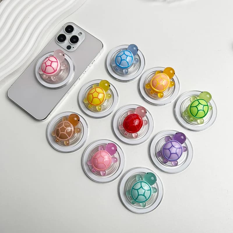 1PC Glow-in-the-Dark Turtle Phone Holder Mini Resin Turtle For Magsafe IPhone Mac Samsung Safe Ring Finger Expanding Stand
