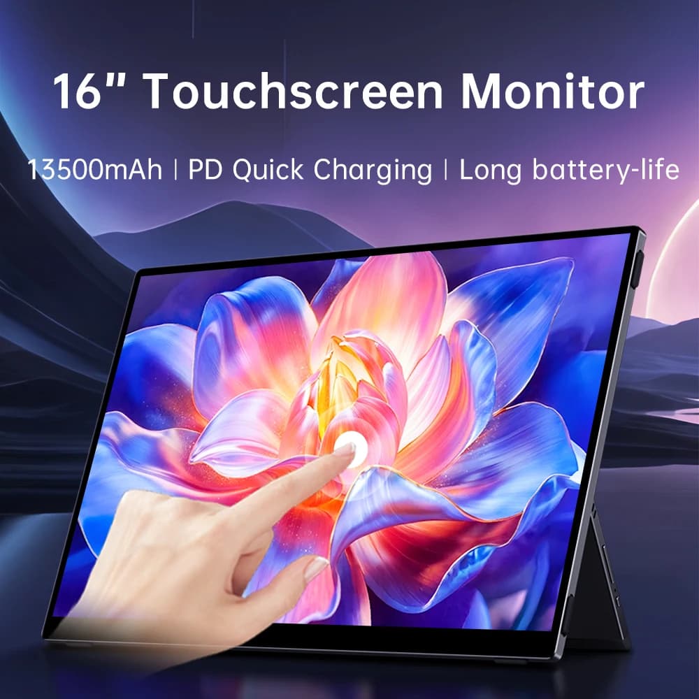 VCHANCE 16 ''4K Touch Monitor Portable 13500mAh Battery 100% DCI-P3 Travel Display for MacBook Laptop Phone Switch PS5 Xbox