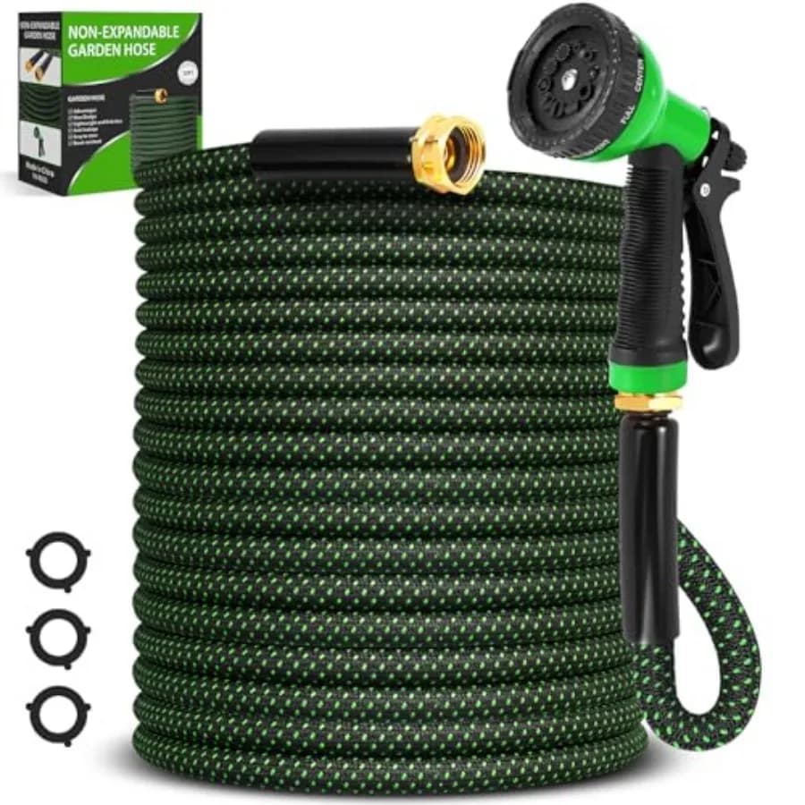 Tubo da Giardino Flessibile Non Estensibile da 15 Metri con Ugello a 10 Funzioni, Leggero, Anti-Aggrovigliamento, Robusto, Anti-Perdita, Portatile