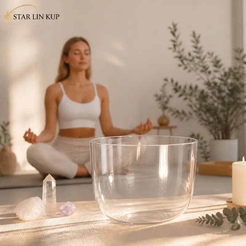 STAR LIN KUP Pure Crystal Singing Bowl 432Hz Perfect 3rd Octave C or C# Root Chakra Sound Healing Music Therapy Meditation