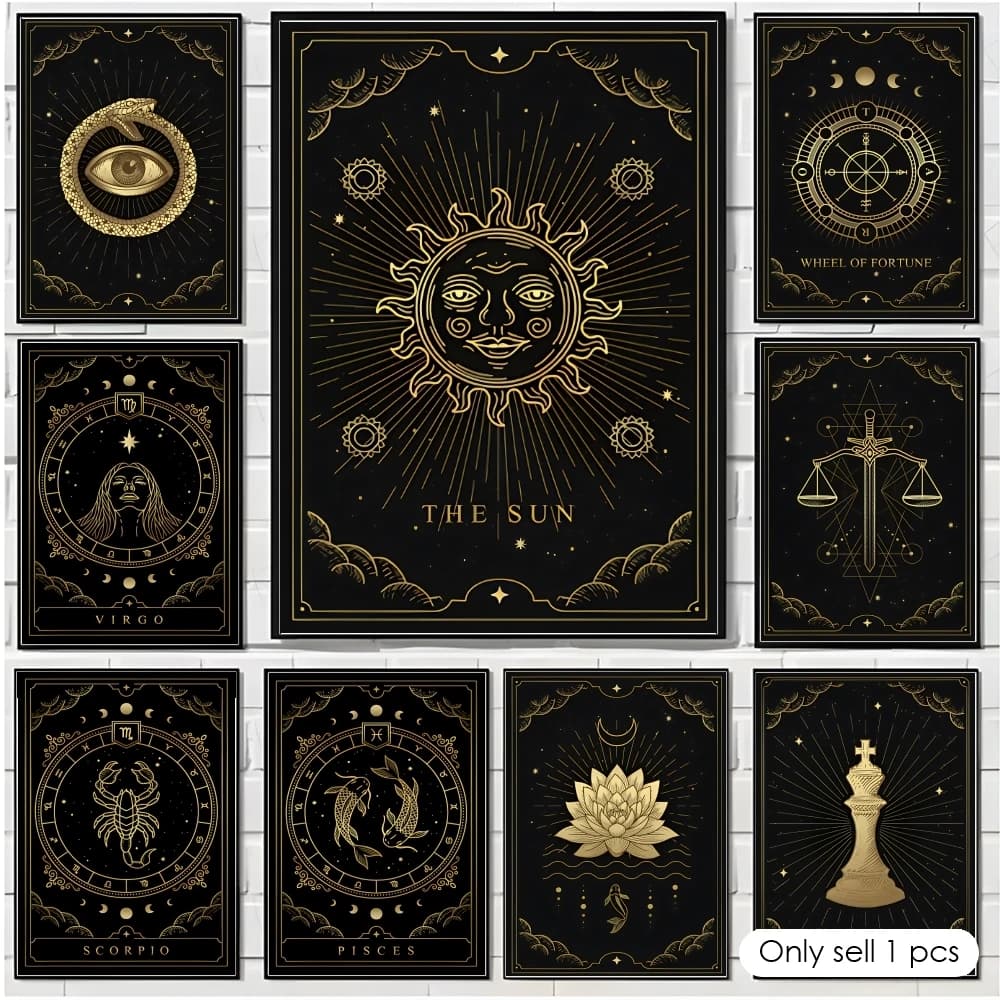 Poster da parete in tela di cotone con carte dei Tarocchi magici, stampa HD, decorazione moderna per la casa