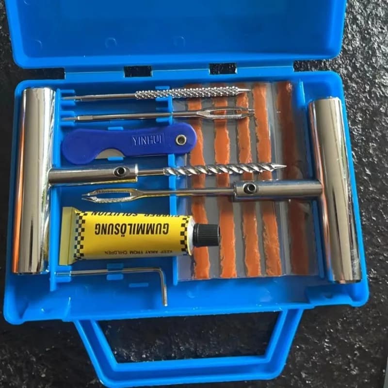 Kit di Riparazione Pneumatici Auto, Strumento per Riparazione Rapida di Pneumatici Sottovuoto per Moto e Veicoli Elettrici, Colla Liquida d'Emergenza