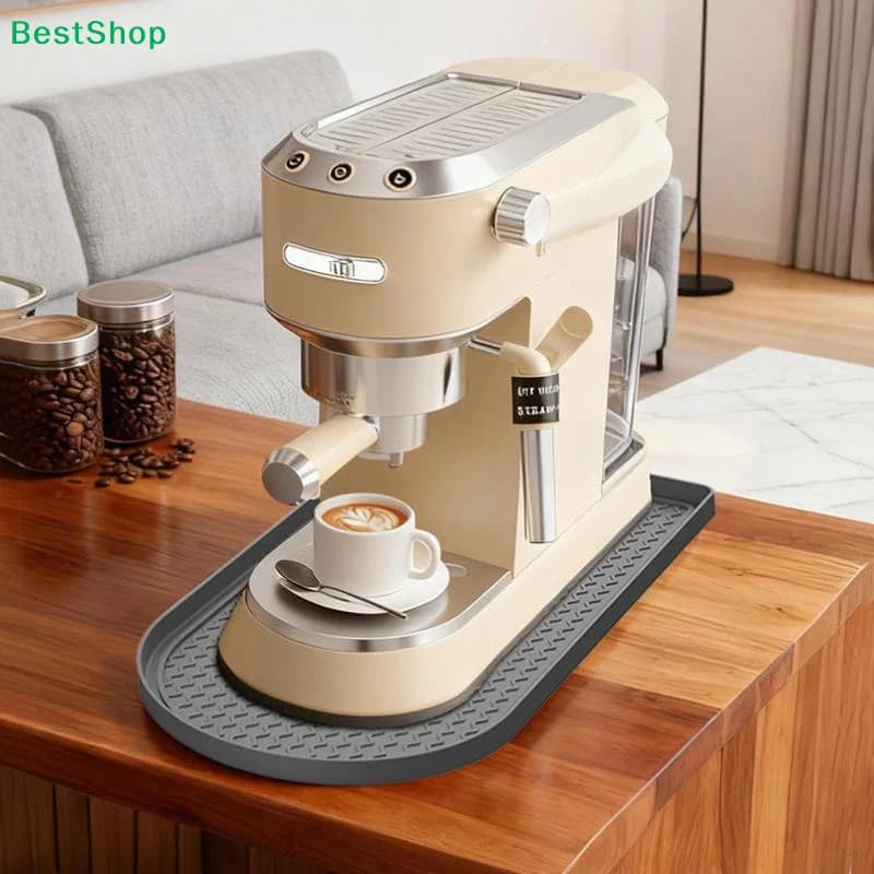 Non-Slip Waterproof Silicone Coffee Mat With Raised Lip For Coffee Machine Kitchen Counter Protector Espresso Maker Drying Mat