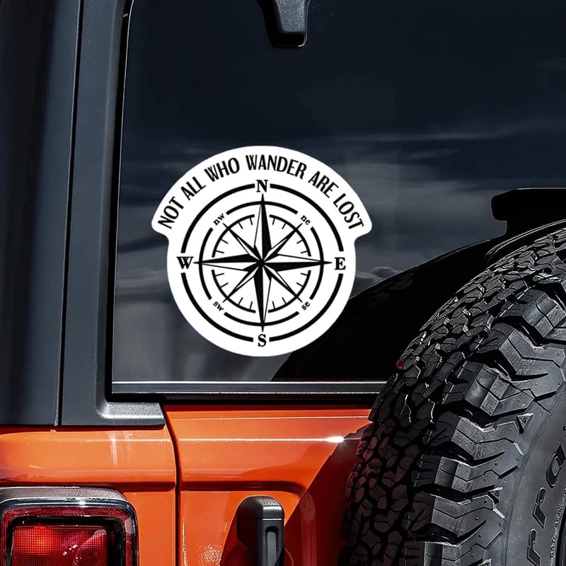 Not All Who Wander Are Lost Compass Decal Sticker For Laptop Water Bottle Car Truck Jeep Motorcycle Vehicle Paint Window Wall
