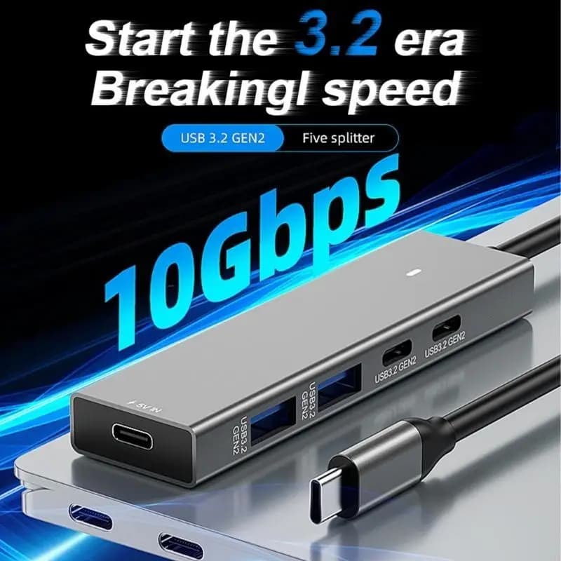 462E Hub USB C 5 in 1 con trasferimento dati veloce Docking station USBC Trasferimento dati 10G