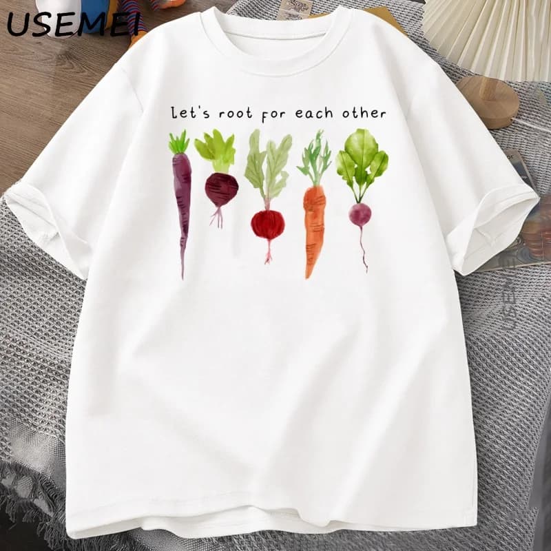 Conserva le radici per ciascuno T-shirt vegetale T-shirt da giardinaggio Uomo Donna T-shirt vegana carota T-shirt casual in cotone a maniche corte da uomo
