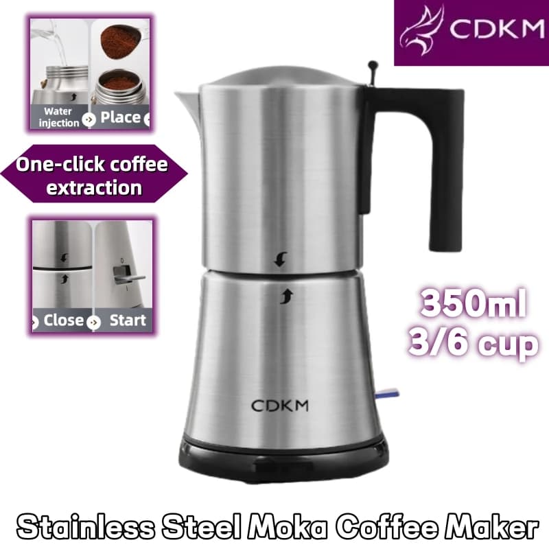 CDKM Moka Pot SUS304 Stainless steel Moka espresso coffee Espresso electric kettle for office kitchen Italian coffee