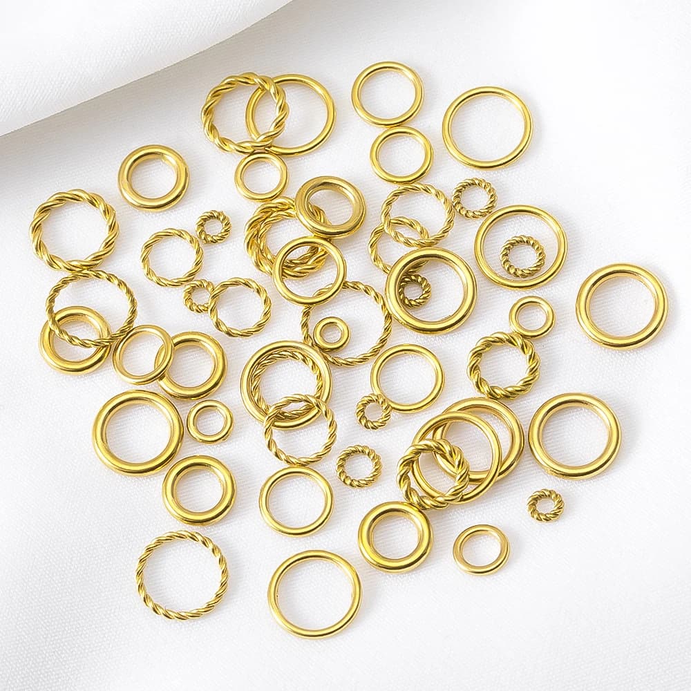 20 Pezzi Connettori Circolari a Spirale in Acciaio Inossidabile Placcati Oro 18K, Anelli di Giunzione Chiusi Anti-Sbiadimento per Creazione Gioielli Fai-da-Te