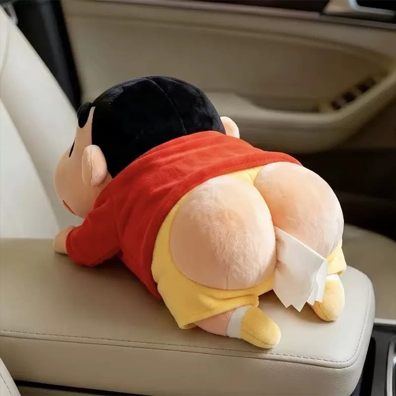 Crayon ShinChans Cartoon Creative Car Tissue Box Auto‑Interior Napkin Holder Portable Multi‑Purpose Desktop Tissue Storage Case