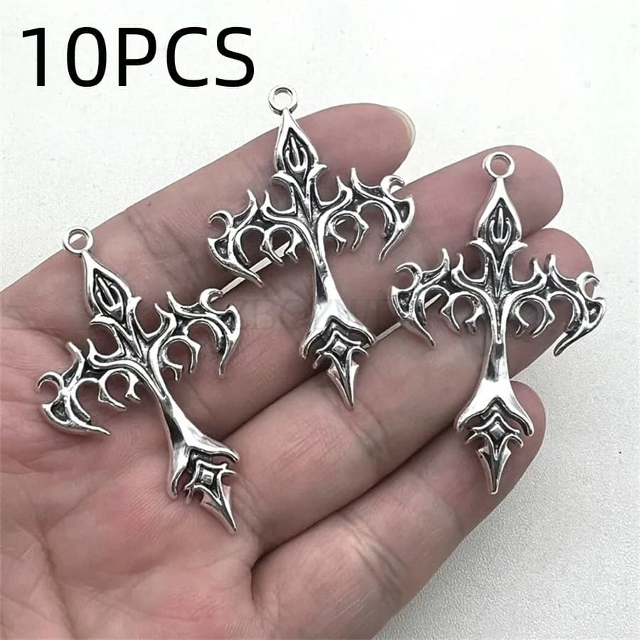 DIY Jewelry Accessories Flame Cross Pendant Personalized Punk Necklace Keychain Pendant