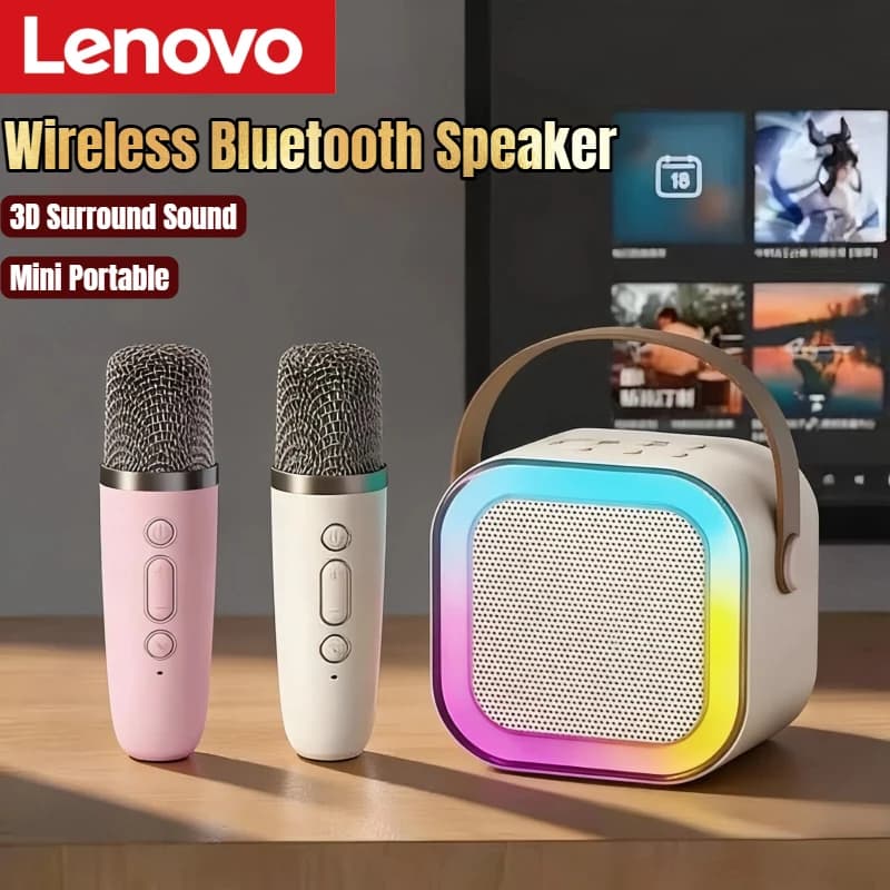 Altoparlante Bluetooth wireless Lenovo K12 con 2 microfoni Mini lettore musicale portatile Macchina per karaoke per regali di canto in famiglia