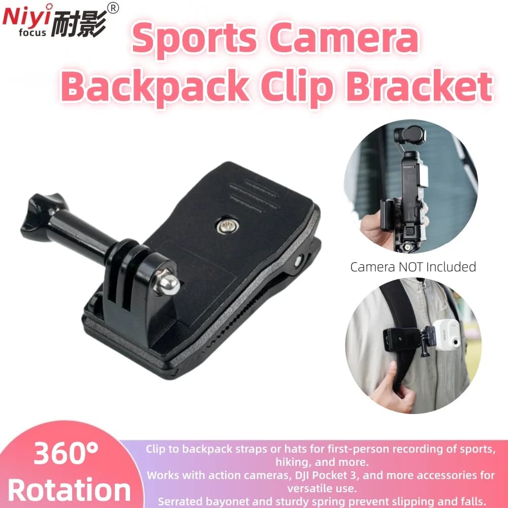 Supporto per Tracolla per Action Camera 360 ° Supporto Girevole a Clip per Spalla per GoPro Hero 12/11/10/9, DJI Osmo Action 4/3, Insta360