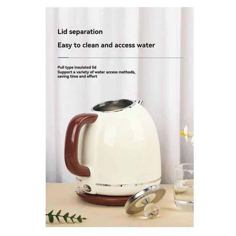 A005-220V Portable Electric Kettle 1.7L Electric Tea Kettle 304 Stainless Steel Liner Automatic Power-Off Kettle B EU Plug