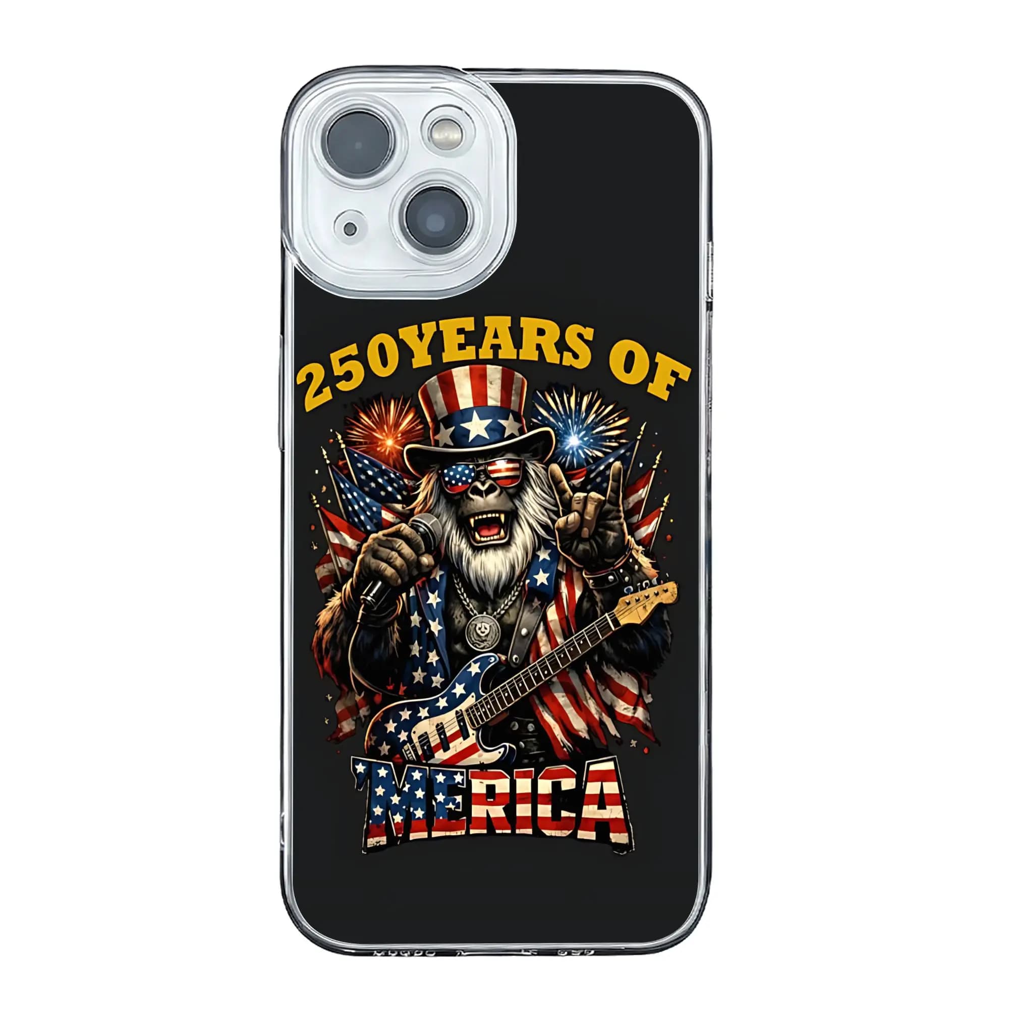 Cover anti-collisione per iPhone 17 16 15 14 13 12 11 Pro Max con l'edizione speciale Celebrating Rock Gorilla per il 250° anniversario degli USA